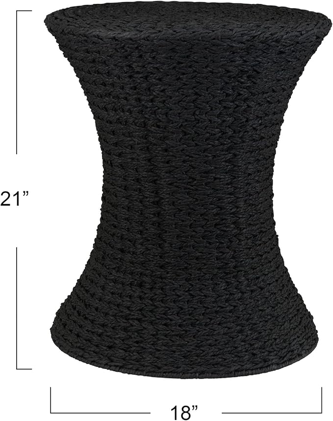 Household Essentials Black Paper Rope Hourglass Side Table - Image 3