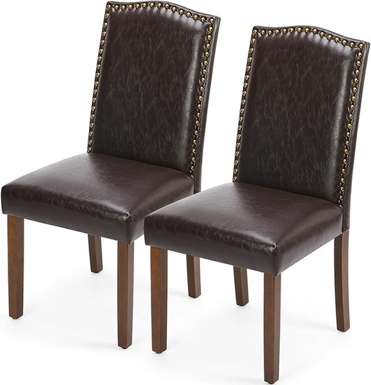 DUMOS Upholstered Dining Chairs，Set of 2 PU Leather Dining Room Kitchen Chair by DumosLifestyle