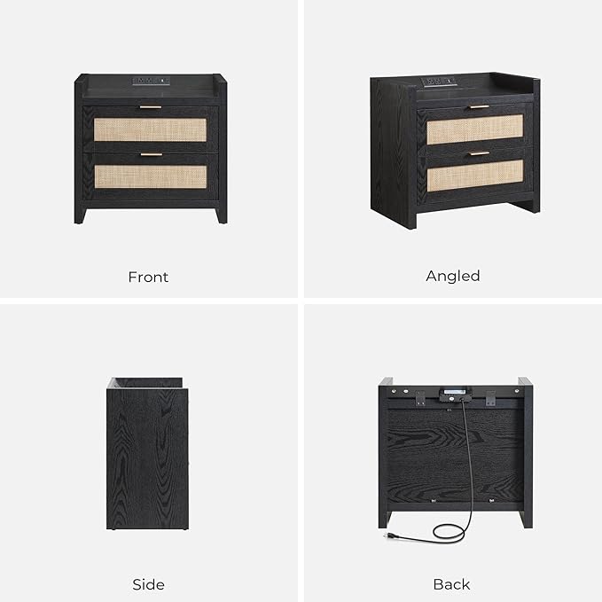 SICOTAS Black Nightstands Set of 2 Bed Side Table - Image 9
