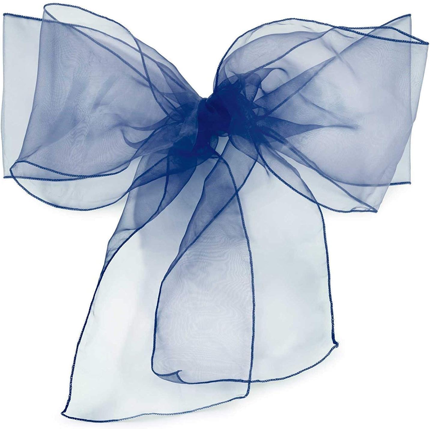 Organza Chair Bow Sash Décor Bows Sashes for Wedding Reception Events Banquets Decoration - (Pack of 25, Navy Blue)