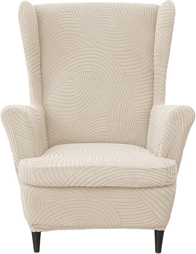 HAOYONG Wing Chair Slipcovers Printed Wingback Chair Covers 2 Pieces Wingback by HAOYONG