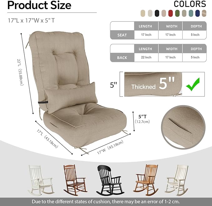 Rocking Chair Cushions with Pillow, Waterproof and Fade-Resistant Thicken - Image 2