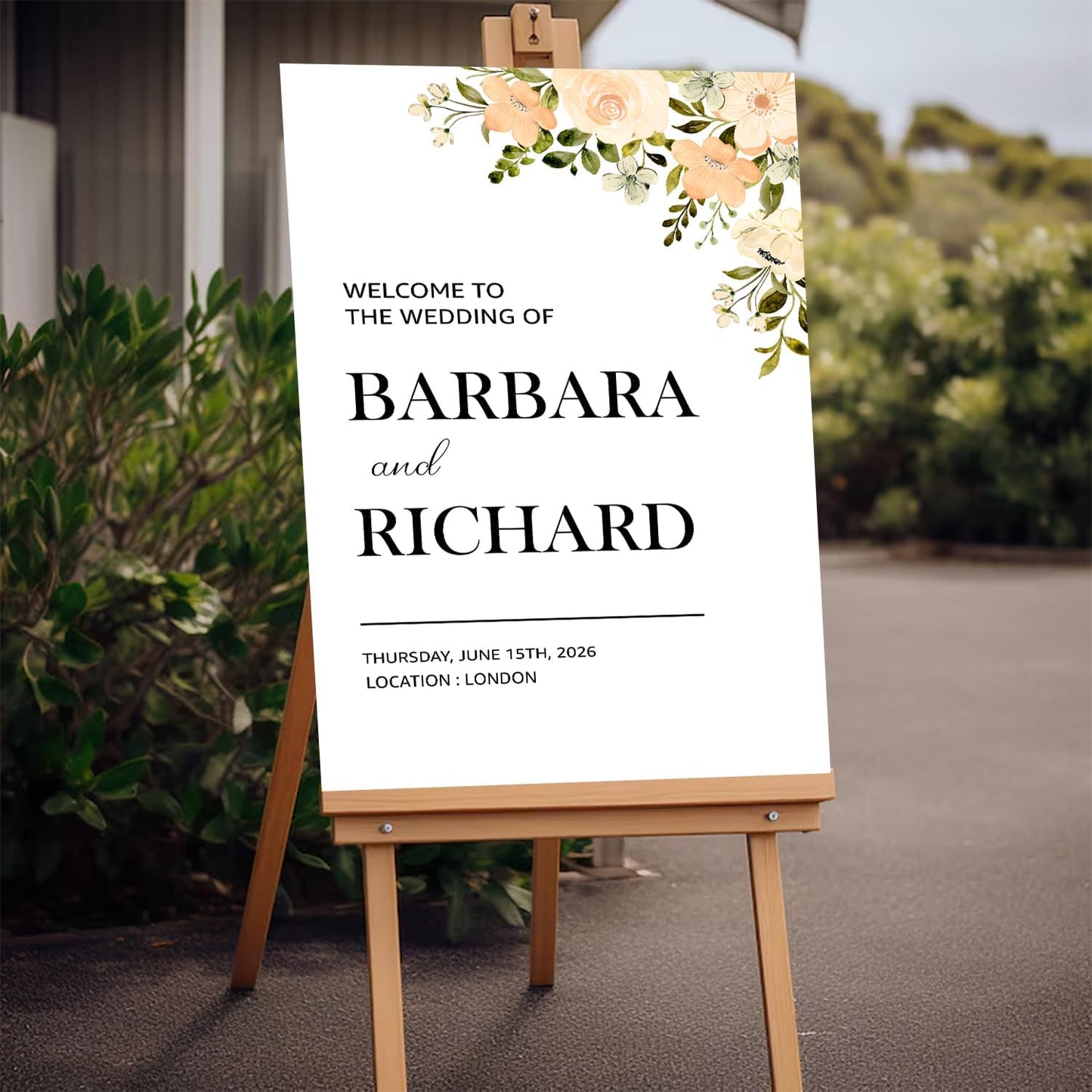 Foliage Editable Wedding Welcome Sign, Party Entrance Template, Printable Welcome Board for Reception or Ceremony