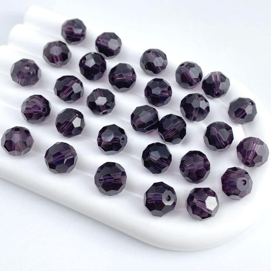200 PCS 6mm Crystal Glass Beads Round Multiple Faceted Loose Spacer Glass Beads for DIY Handcrafte Bracelet Necklace Earring Jewelry Making(Violet)