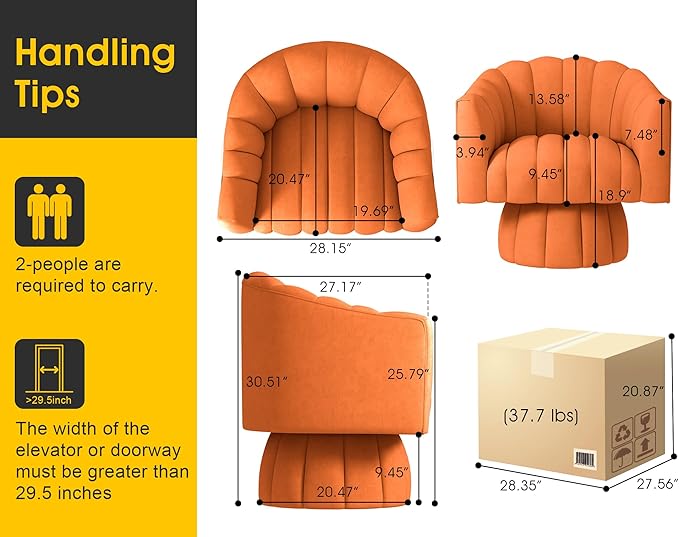 Dewhut Swivel Accent Chair, 360° Swivel Barrel Chair - Image 2