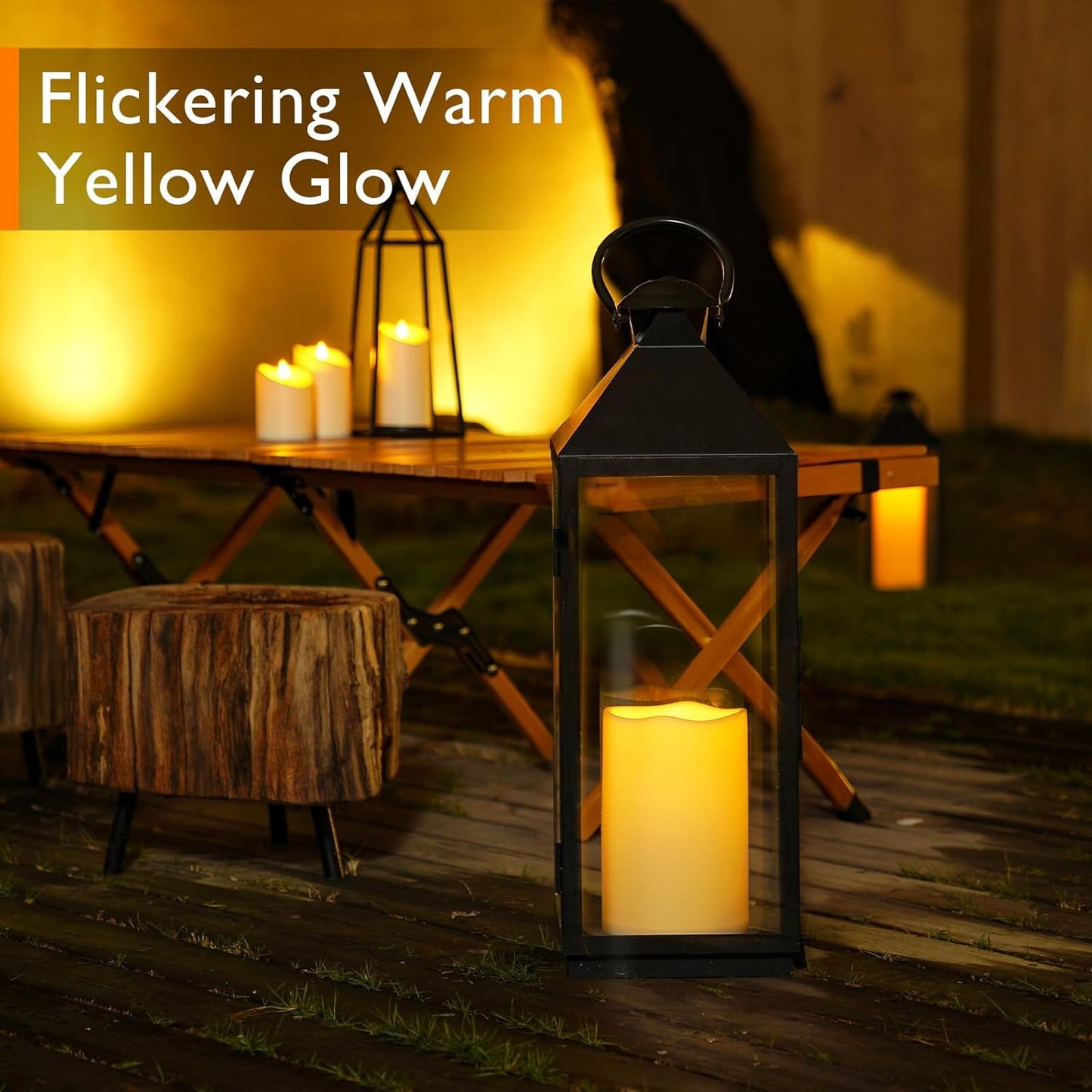 Homemory 6" x 9" Extra Large Outdoor Waterproof Candle with Auto 6-Hour Timer, No Remote, Ivory Plastic Made, Long Last for Half A Year