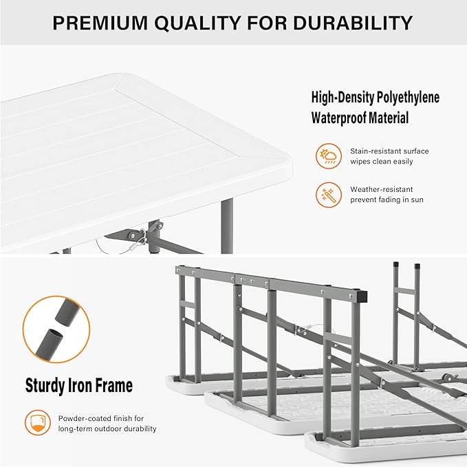 VINGLI Folding Picnic Table and Bench Set, Portable Outdoor Dining Furniture - Image 6