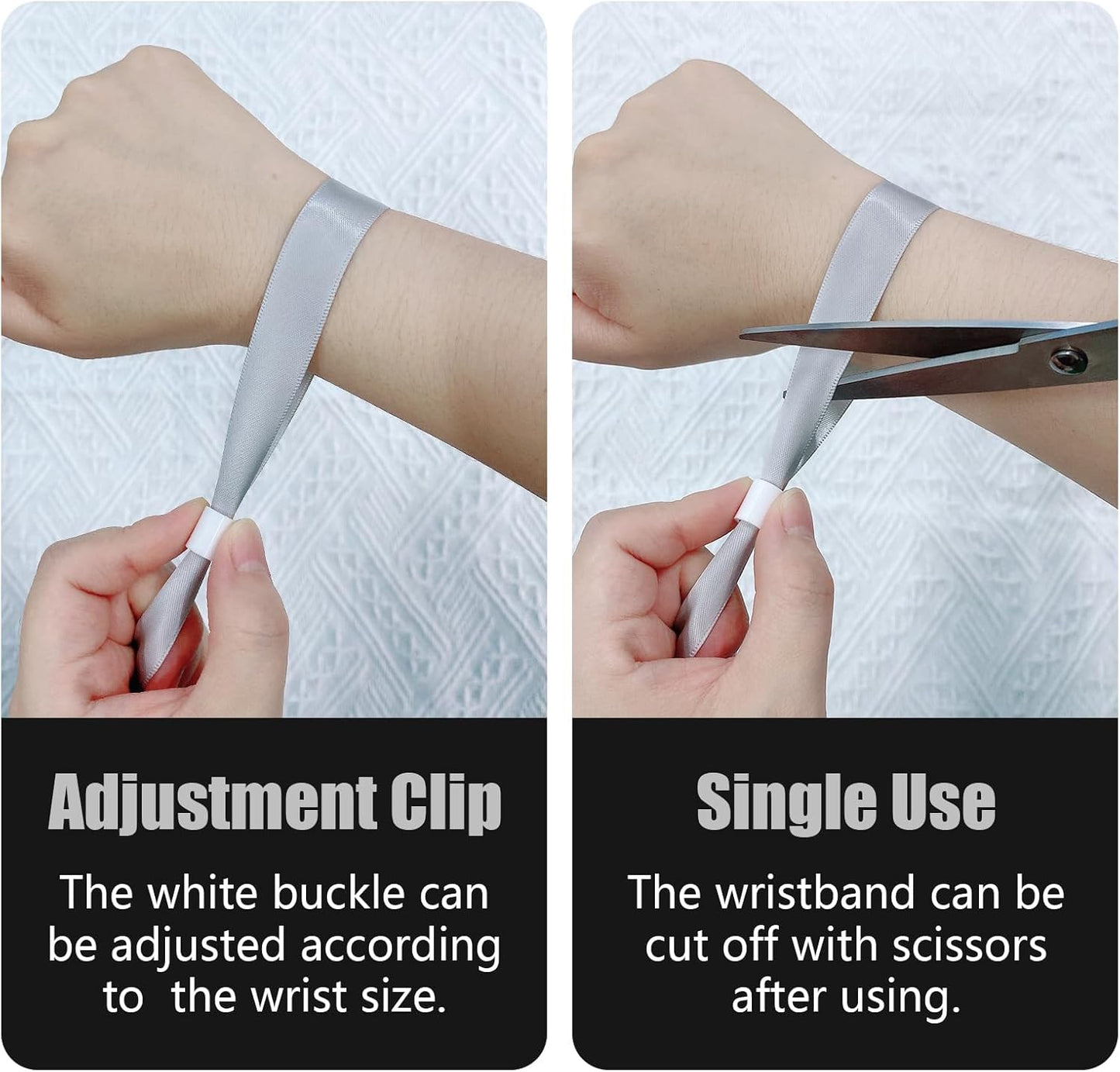 Green-Power America 100 Pcs Cloth Event Wristbands, Event Wristbands, Colored Wrist Bands for Events, for Lightweight Concert Wrist Strap for Activities, Party Bracelets for Events (Color : Gray)