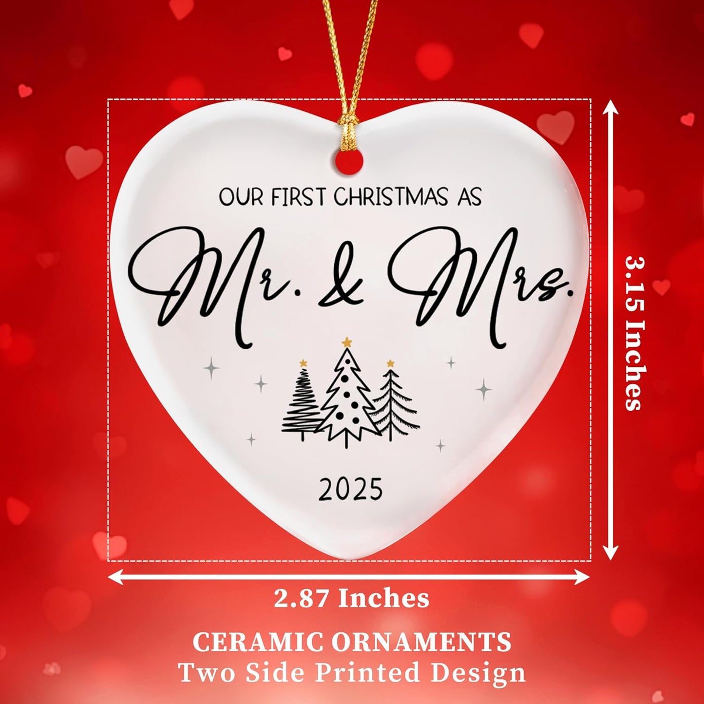 Wedding Gifts for Couples 2025,First Christmas Married Ornament 2025 Mr and Mrs Gifts,Bridal Shower Gift,Just Married Gift for Newlywed Couple Bride