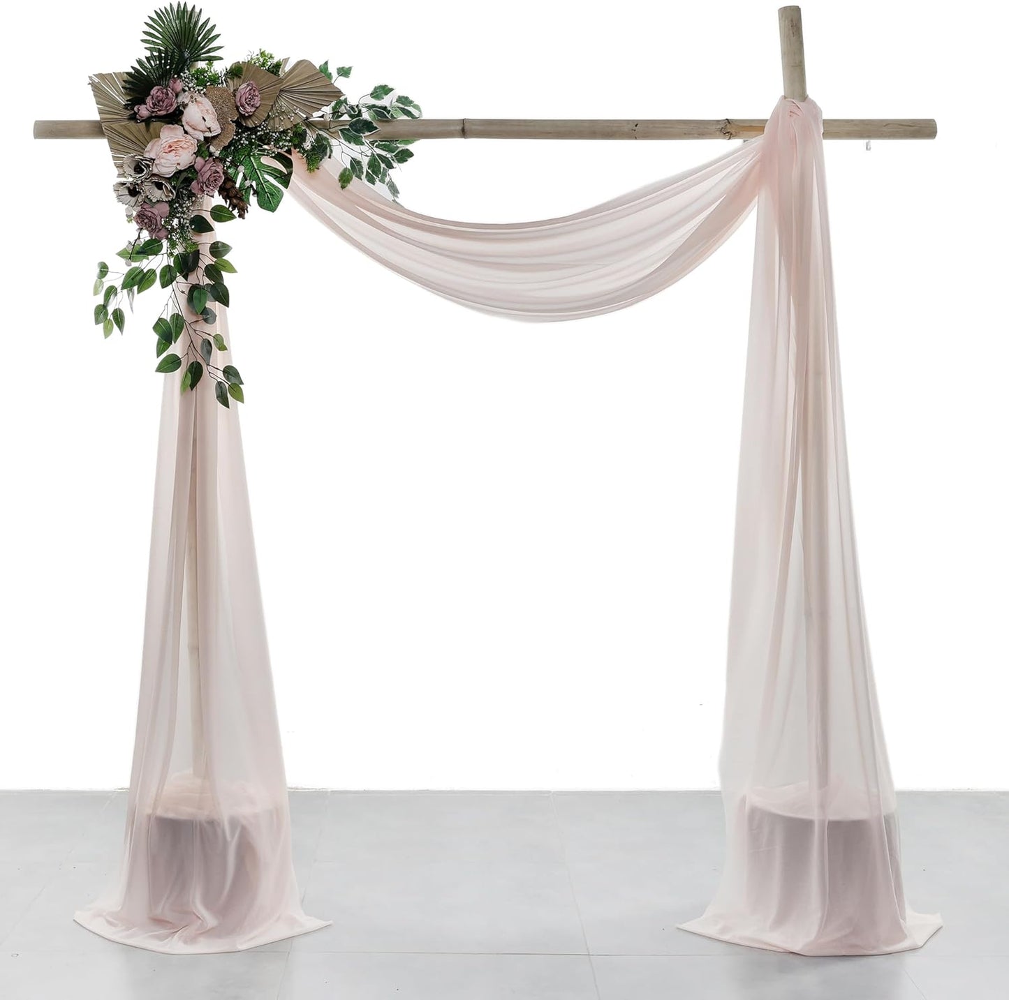 VDS Pack of 2 Panel (30 Inch X 40 Feet) Wedding Arch Draping Fabric Sheer Chiffon Fabric Drapery for Wedding Ceremony Reception Swag Backdrop Canopy Chuppah ARBO Altars Decoration (Nude)