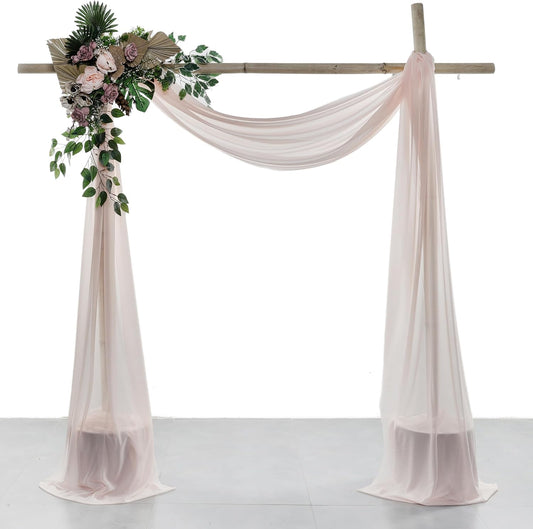 VDS Pack of 2 Panel (30 Inch X 30 Feet) Wedding Arch Draping Fabric Sheer Chiffon Fabric Drapery for Wedding Ceremony Reception Swag Backdrop Canopy Chuppah ARBO Altars Decoration (Nude)