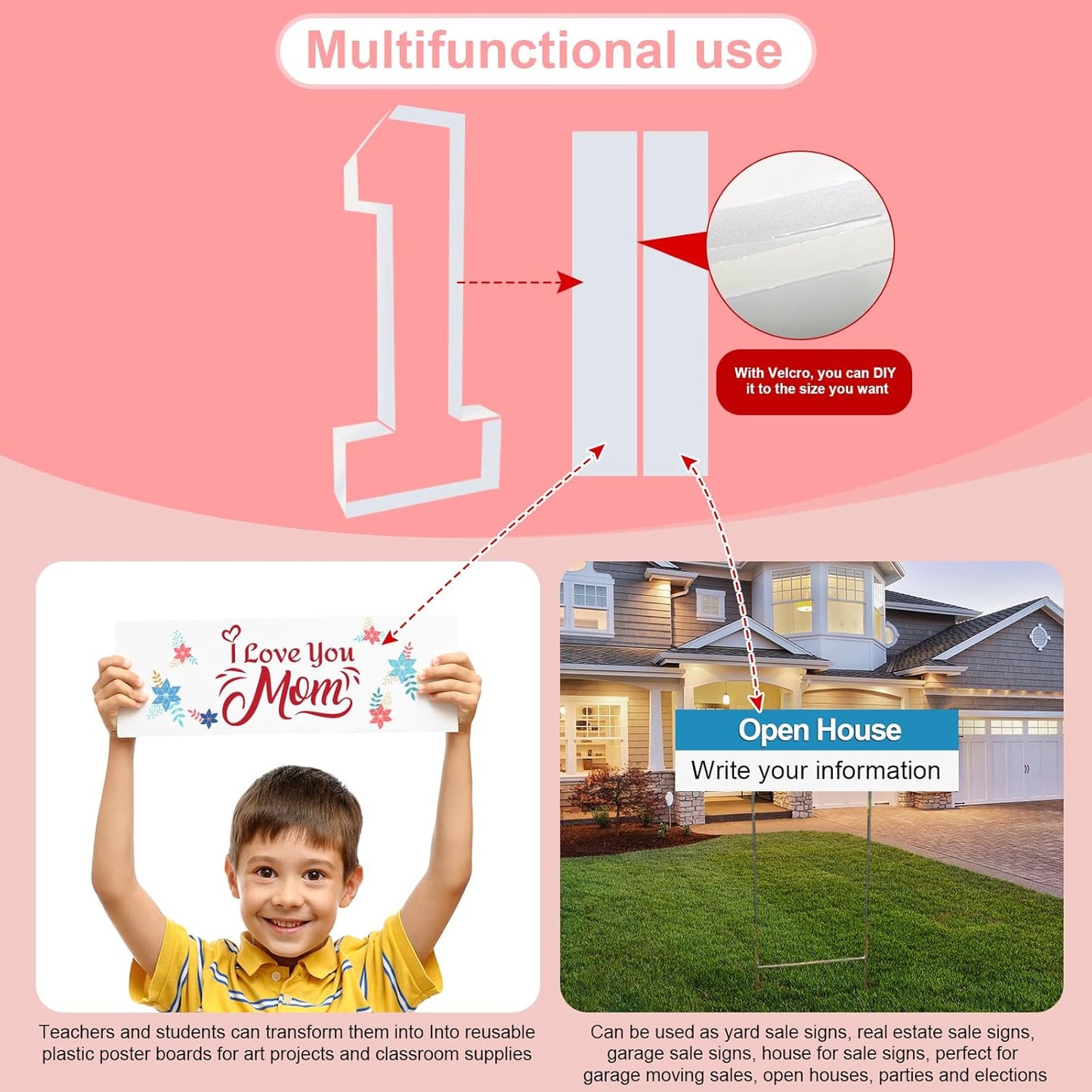 4FT Plastic Marquee Numbers 4 - Light up Numbers Are Made from Corrugated Plastic Board - Quick Assembly Without Tools, Disassembled Components Can Be Used for Photo Wall Decoration, Yard Sale Signs