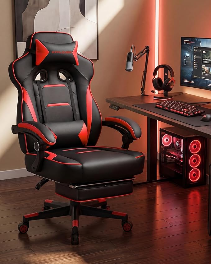 GTPLAYER Gaming Chair with Footrest, Big and Tall Game Chair 350lb Racing Style - Image 2
