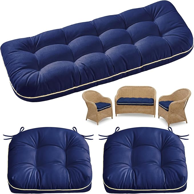 1 MIDDLE ONE Wicker Chair Cushions 3 Pieces Set by 1MIDDLEONE