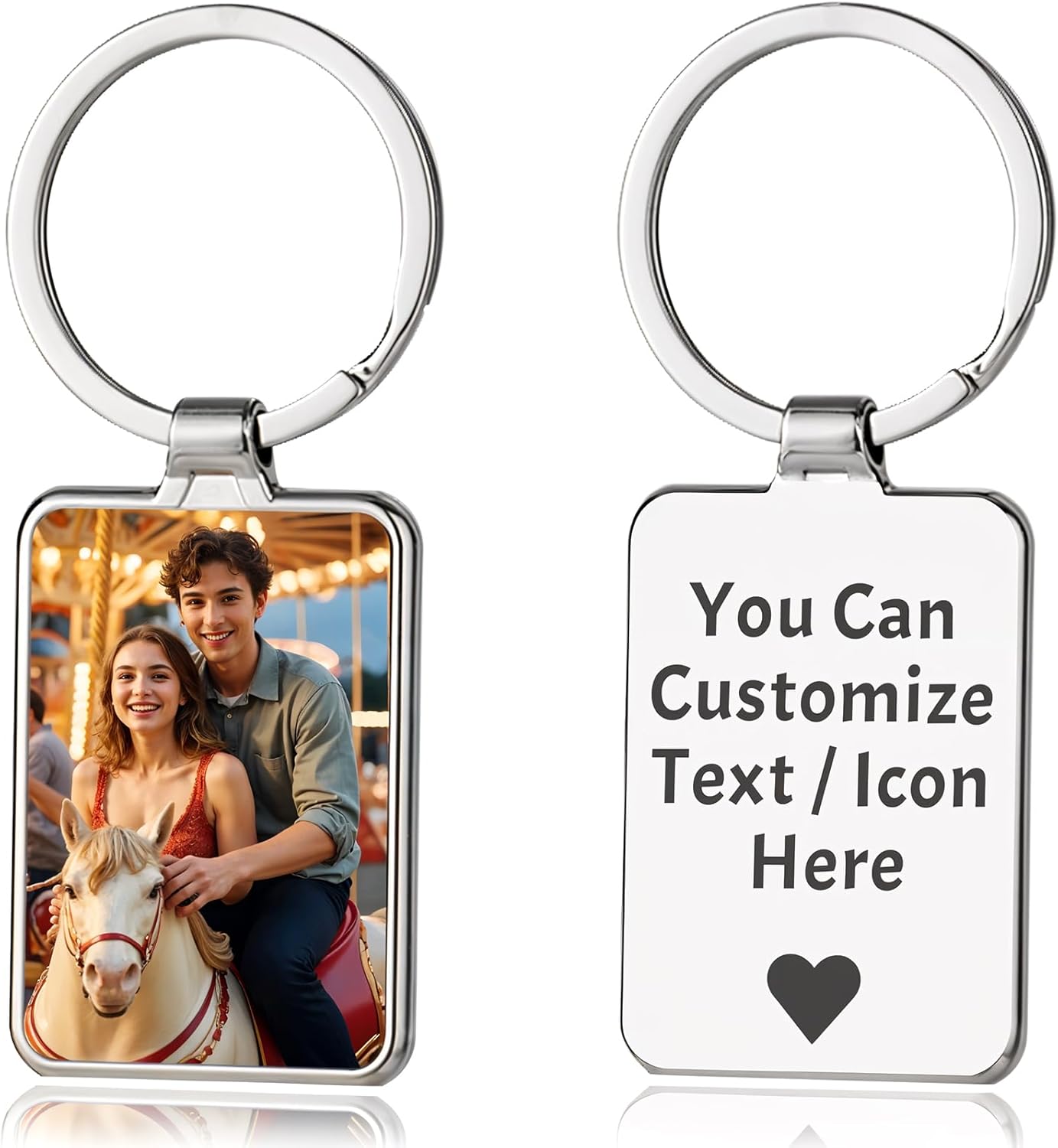 Personalized Custom Keychain with Picture - Turnable Double Sided Colorful Photo Key chains Memorial Gifts for Family Lover