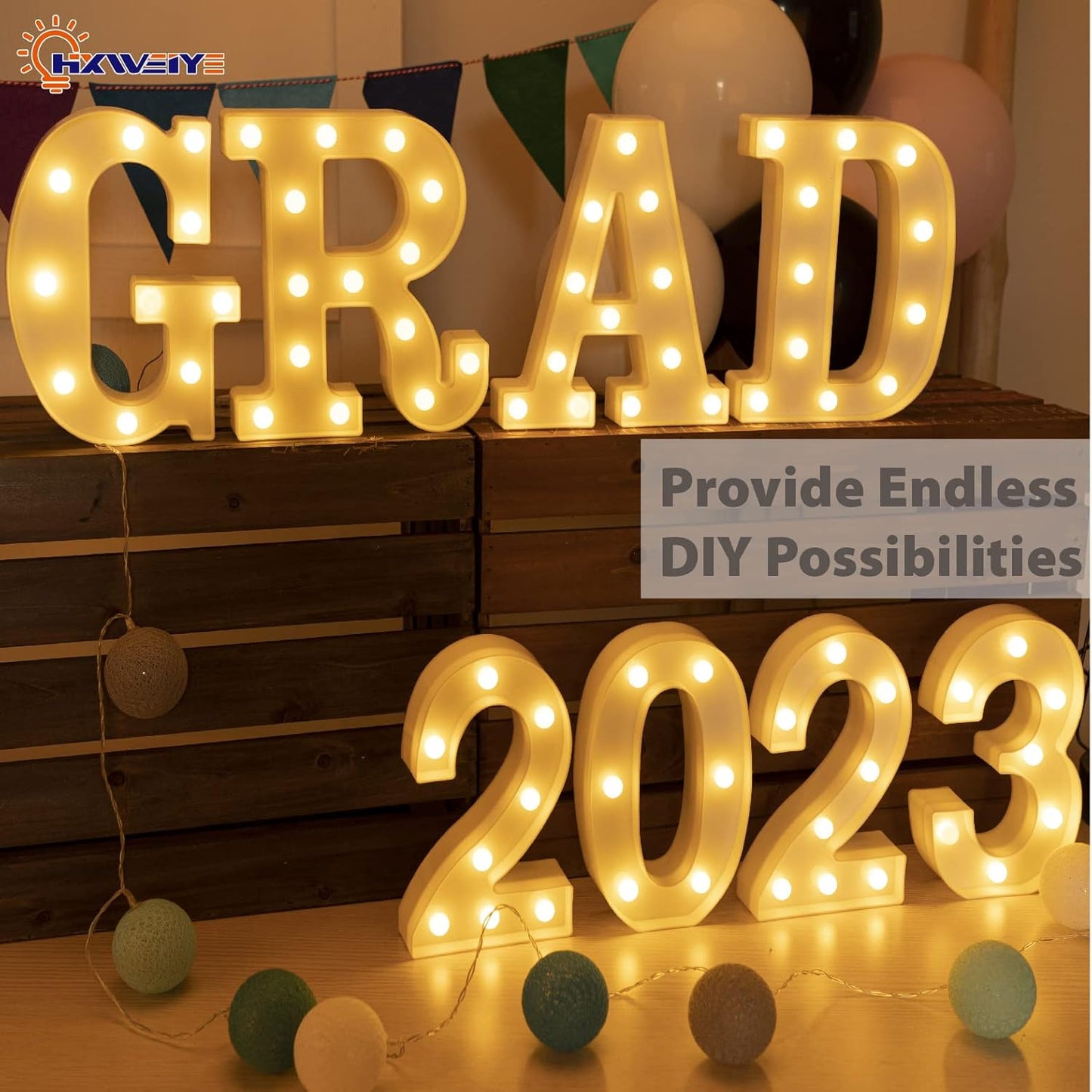 HXWEIYE Marquee Light Up Numbers-4, Led Large Numbers Letters Sign 26 Alphabet and 10 Number for Party Décor, Light Up Letters Battery Powered Warm White Christmas Decoration Numbers Light