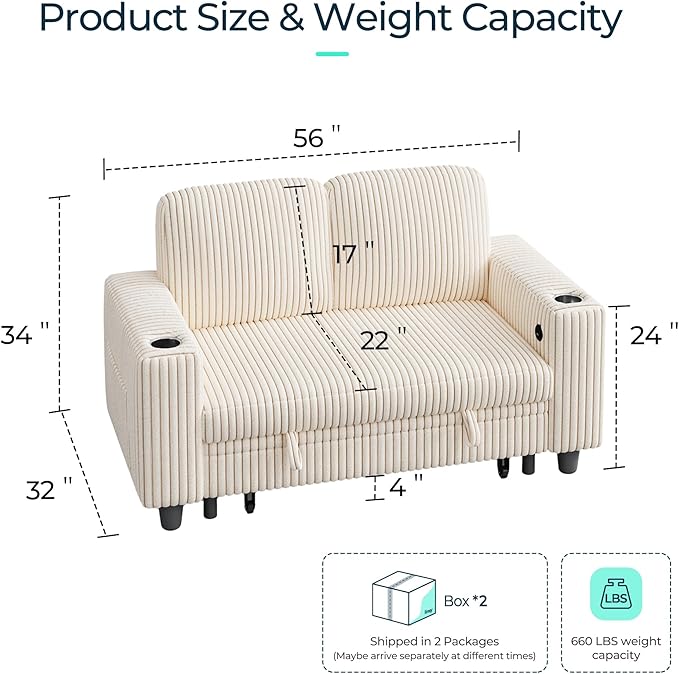 LINSY HOME Loveseat Sofa with Storage - Image 2