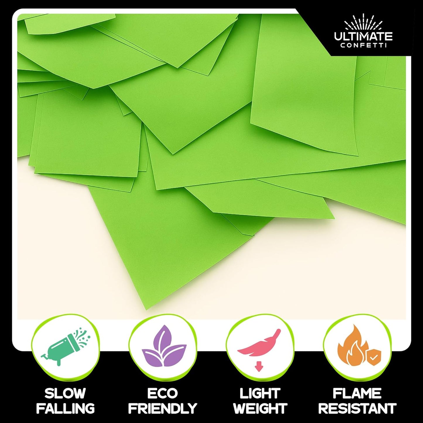 Ultimate Confetti, Light Green Biodegradable Confetti - Rectangular Flame-Resistant Tissue Paper Confetti for Cannon and Launcher use – Best for Gender Reveal, Parties, and Concerts - 20 lb, 320 oz