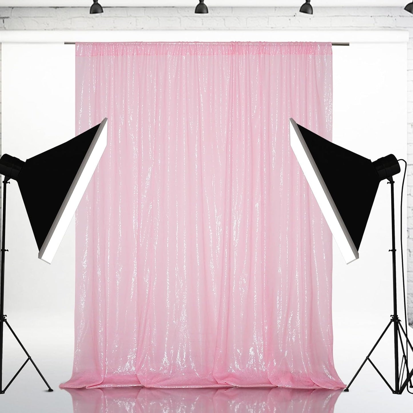 Eternal Beauty Pink Sequin Backdrop, 6x6 Ft Glitter Background Curtains for Shimmer Photography Party Wedding Birthday Back Drop Decor