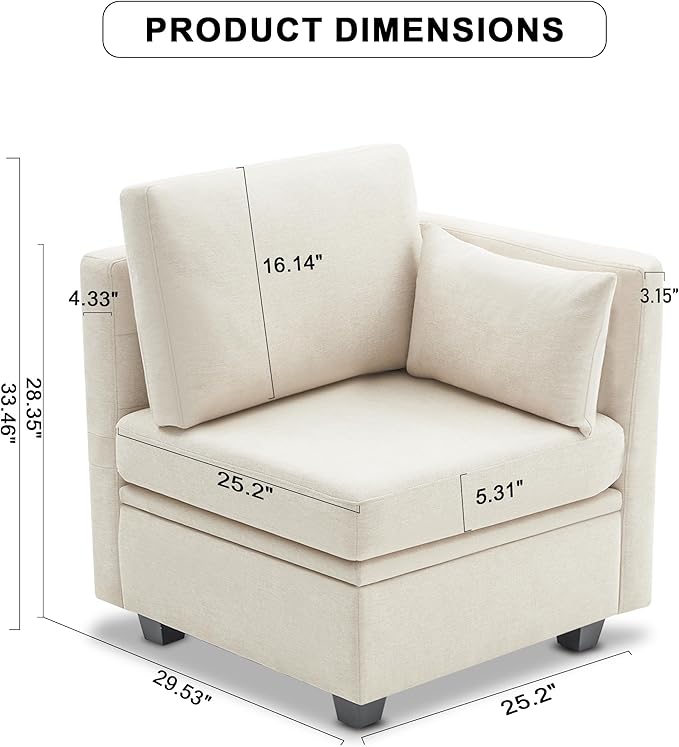 Weture Corner Seat Module for Modular Sectional Sofa, Convertible Sectional - Image 3