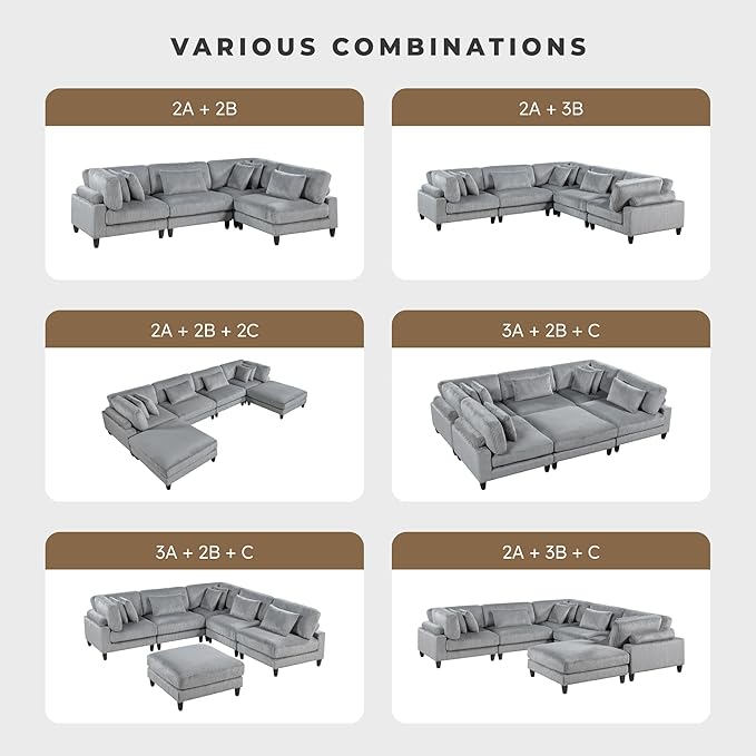 Lexicon 120 Inch Modular Sectional Sofa - Image 5