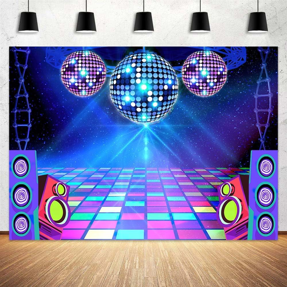 Dance Party Backdrop Retro 80s 90s Theme Stage Dance Ball Music Birthday Party Decoration DJ Photography Background 10 x 8 ft for Baby Shower Picture Photo Shoot Polyester Fabric, Green