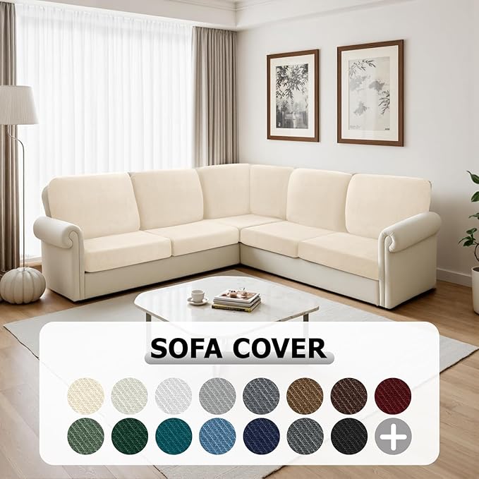 Arfntevss Velvet Sectional Couch Covers L Shape Couch Cushion Covers Slipcovers - Image 7