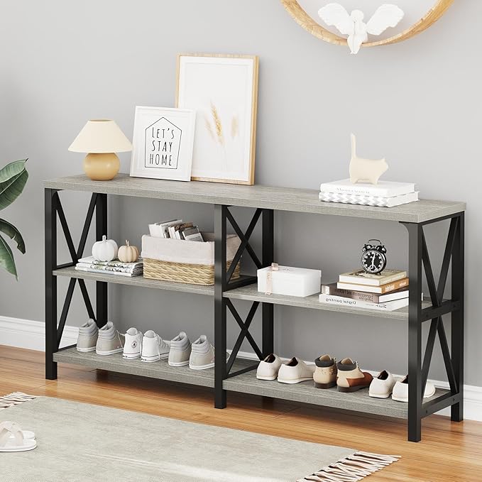 LVB Industrial Entryway Table, Farmhouse Rustic Console Table Behind Couch - Image 7