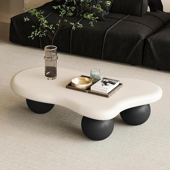 40" Cloud Coffee Table for Living Room Irregular Coffee Table Modern Low Coffee - Image 5