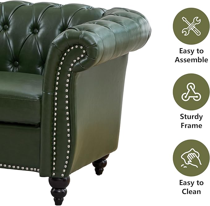QHITTY 2 Piece Living Room Set, Chesterfield Sectional Sofa Chair Contemporary - Image 3