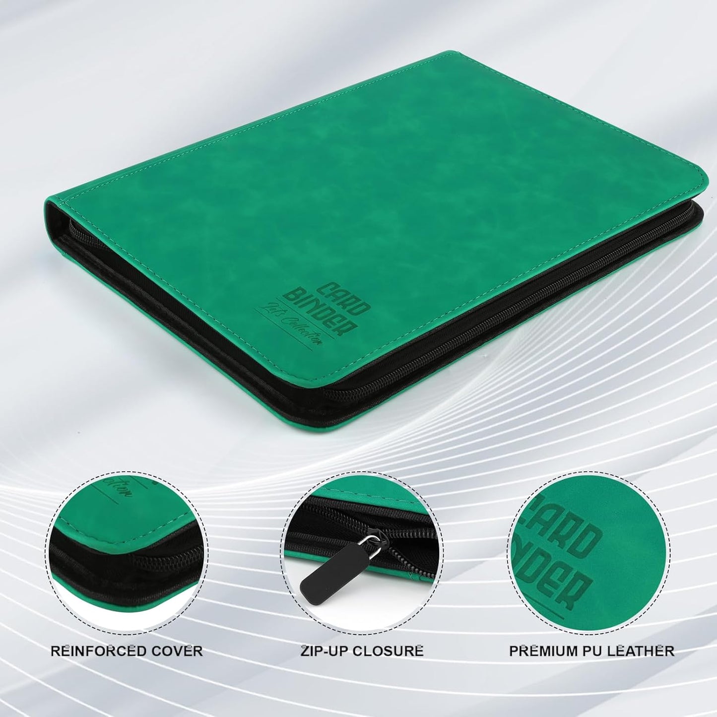 Toploader Binder with 9-Pocket Pages, Holds 288 "3×4" Rigid Toploader Hard Cases, Card Holder for Collectible Cards or Sports Cards, Durable Sleeves for Storage & Display (Emerald)