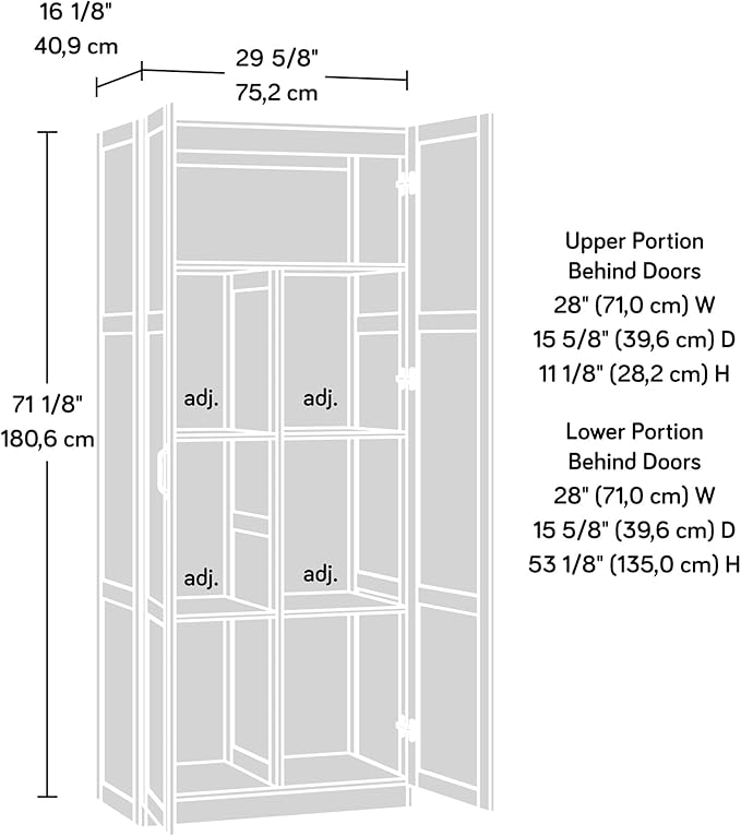 Sauder Storage Cabinet/ Pantry cabinets, 29.61 " x D: 16.02 " x H: 71.50" - Image 8