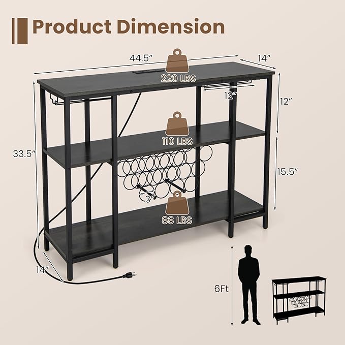 Giantex Wine Rack Freestanding Floor, Bar Cabinet - Image 7
