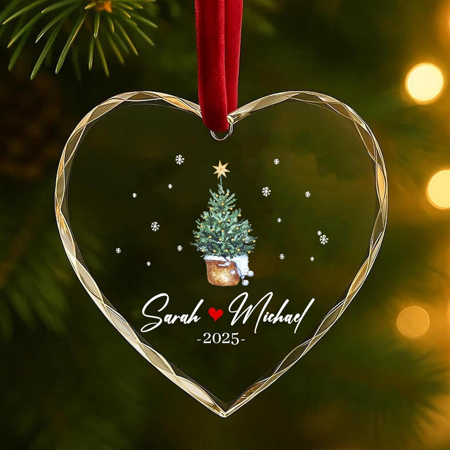 Personalized Glass Ornament 2025 for Married Couples with Name, Custom Wedding Keepsake Gift for Newlyweds, Anniversary or Christmas Décor, Mr and Mrs Ornament A5
