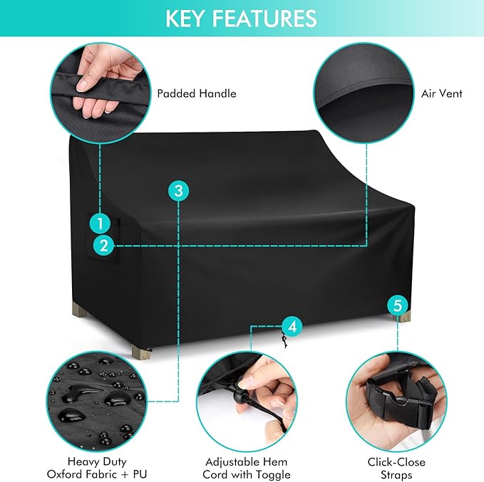 WLEAFJ Patio Sofa Cover Waterproof, Outdoor Loveseat Cover, Heavy Duty Outdoor - Image 3
