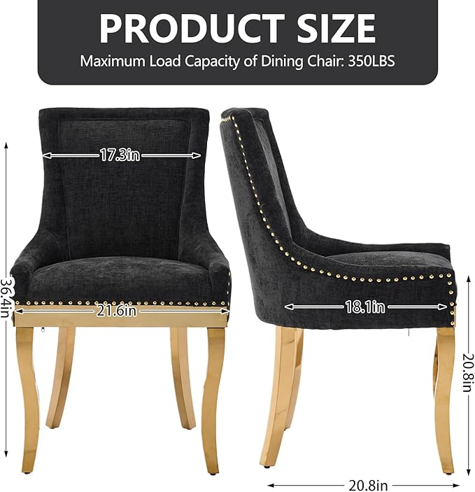 Upholstered Dining Chairs Set of 6, Modern Fabric Side Chairs - Image 3