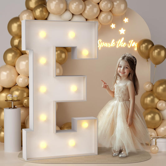 JoyMuse 4FT Marquee Light Up Letters,Large Marquee Letters 4 Feet Tall for Marry Me Proposal Decorations Big 4FT Letters with Lights for Baby Shower Party Decor, Letter E