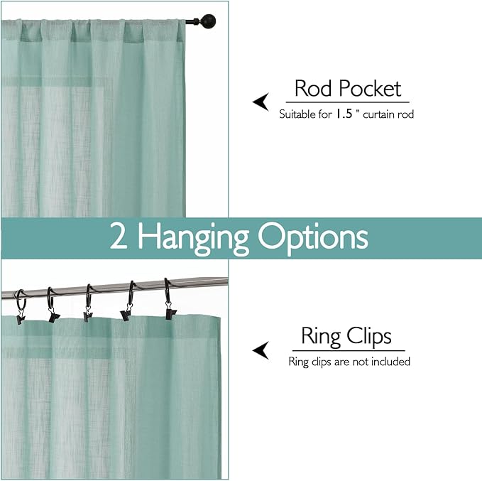 Chyhomenyc Extra Long Aqua Green Semi Sheer Curtains 108 Inches Long 2 Panels - Image 7