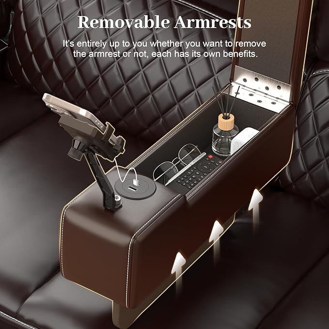Yolsali Home Theater Seating Reclining Sectional Sofa, 5 Seats Soft Leather - Image 4