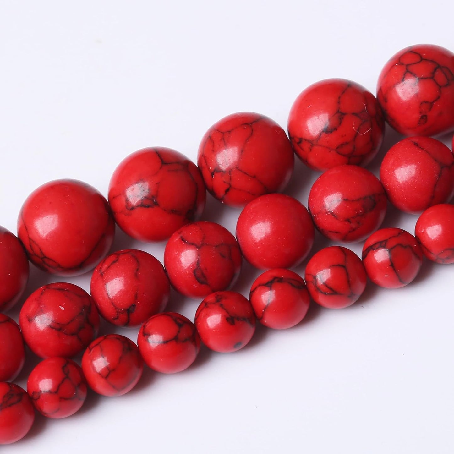 Red Turquoise Stone Beads Gemstone Round Crystal Energy Jade Beads Stone Beads for Jewelry Making DIY Bracelet Necklace Jewelry Making 1 Strand 15.5inch 45PCS 8MM