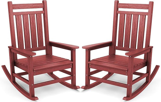 SERWALL Oversized Outdoor Rocking Chair Set of 2, HDPE Rocker by SERWALL