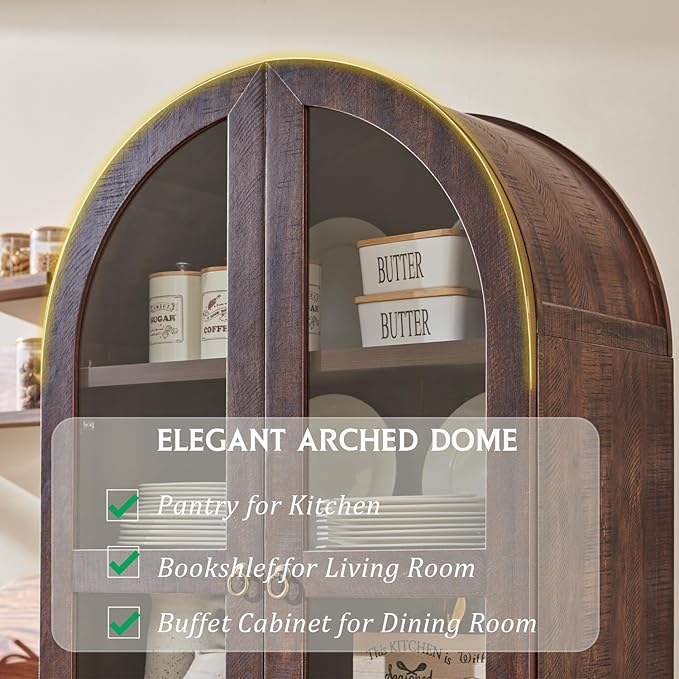IFGET 71" Tall Arched Kitchen Pantry Cabinet, Wood Kitchens Storage Cabinets - Image 4