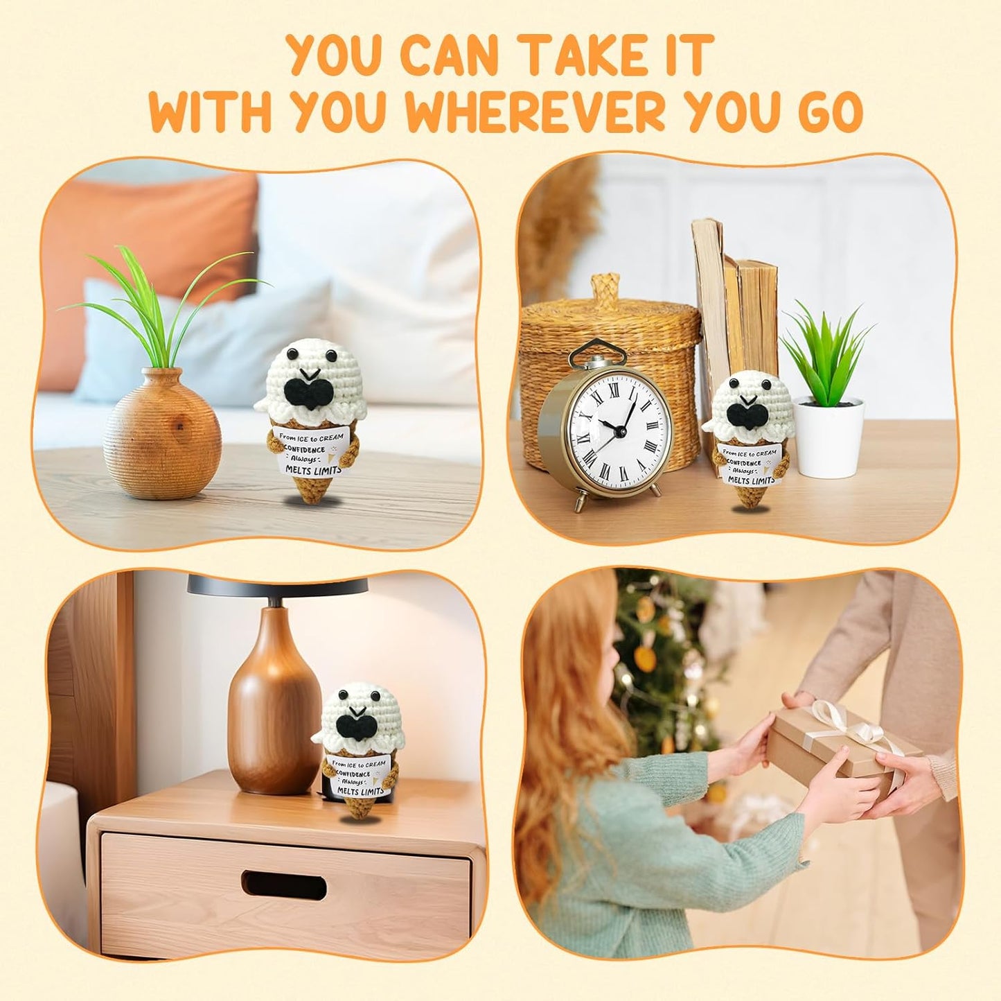 Handmade Crochet Ice Cream-Sweet Gift for Dessert Lovers!Birthday Surprise for Ice Cream Fans & Sweet Tooths,Custom Amigurumi Treat for Men and Women Who Adore Frozen Delights