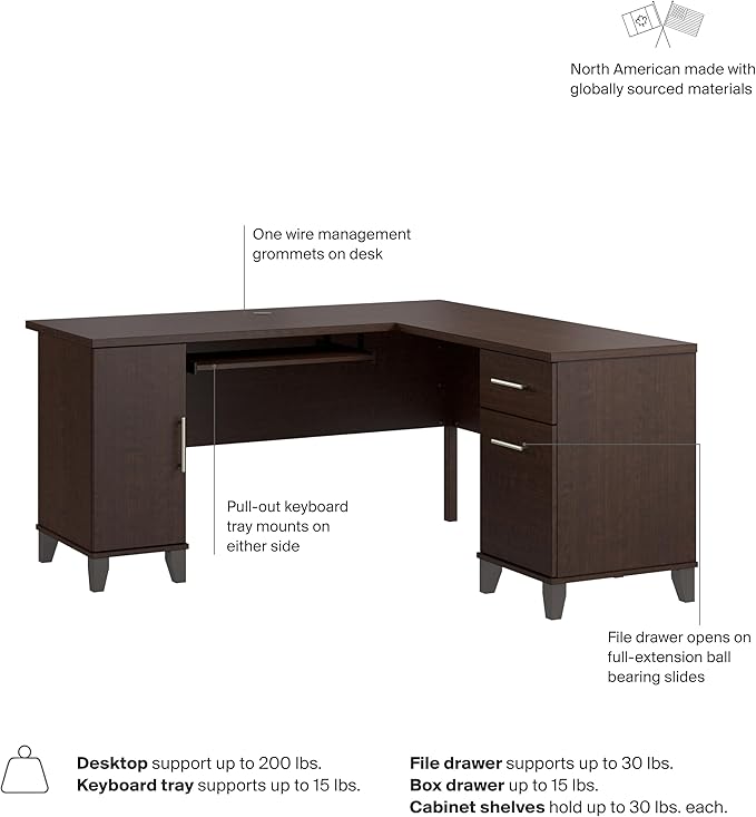 Bush Home 60-Inch L-Shaped Desk - Image 8