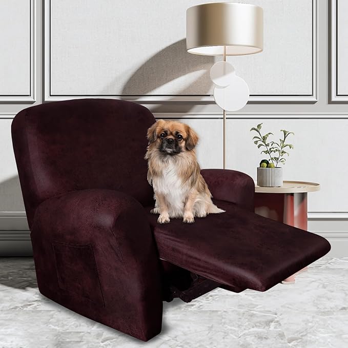 ANARACHON Leather Like Recliner Chair Covers Heavy Duty, 4 Pieces Recliner Cover - Image 2