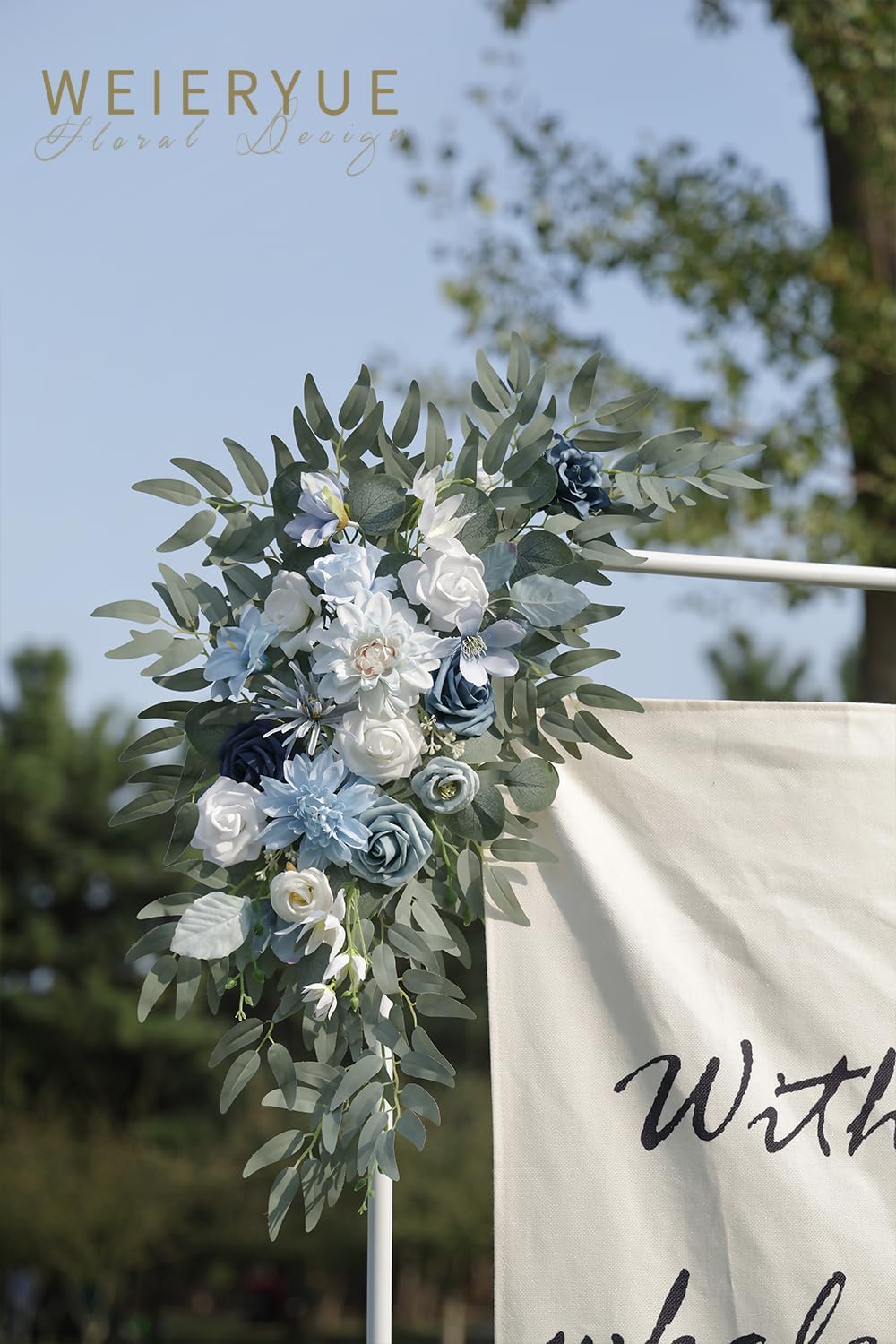 Artificial Wedding Arch Flowers Kit(Pack of 2) for Wedding Arch, Bridal Shower, Ceremony and Reception Backdrop Decoration (Blue Inspiration)