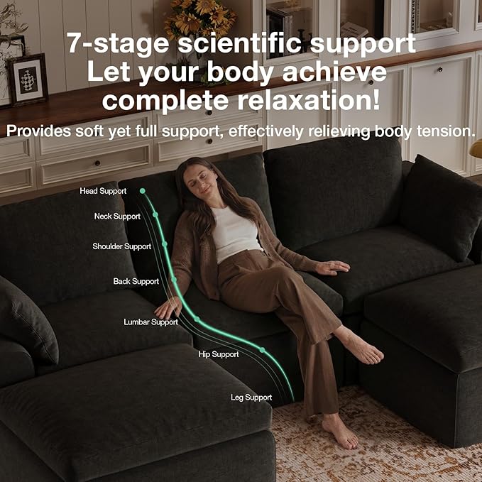 Novilla 133.8" Modular Cloud Couch, Modern Sectional Sofa - Image 7