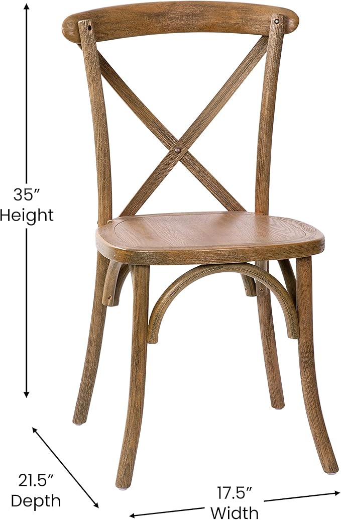 EMMA + OLIVER Hand Scraped Dark Natural X-Back Chair - Image 3