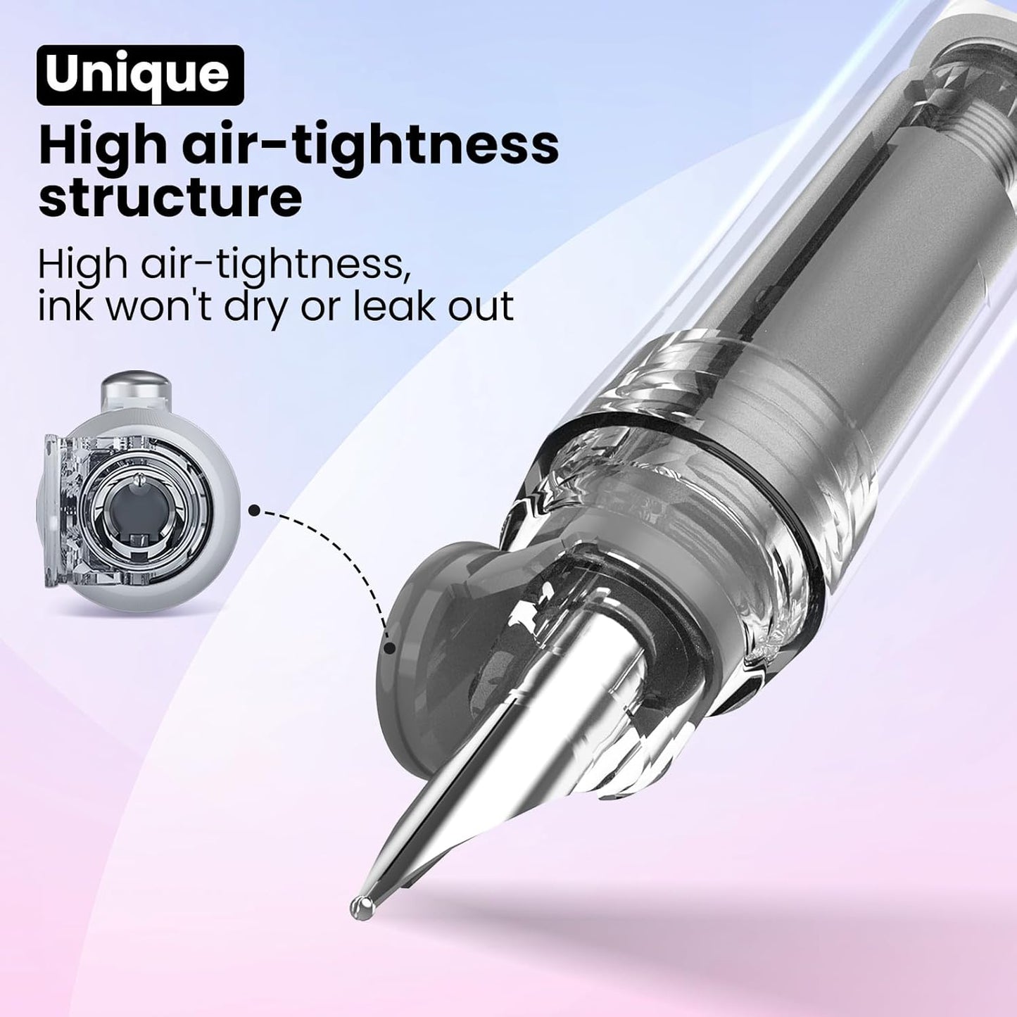 WRITECH Retractable Fountain Pen Set: Fine Nib Black Ink Pens Includes 5 Ink Cartridges Smooth Writing for Sketching Journaling Calligraphy Gift (Black)