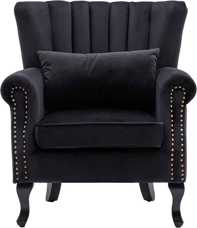 Accent Chairs Set of 2 with Arm Comfy Velvet Living Room Chair Mid-Century - Image 4
